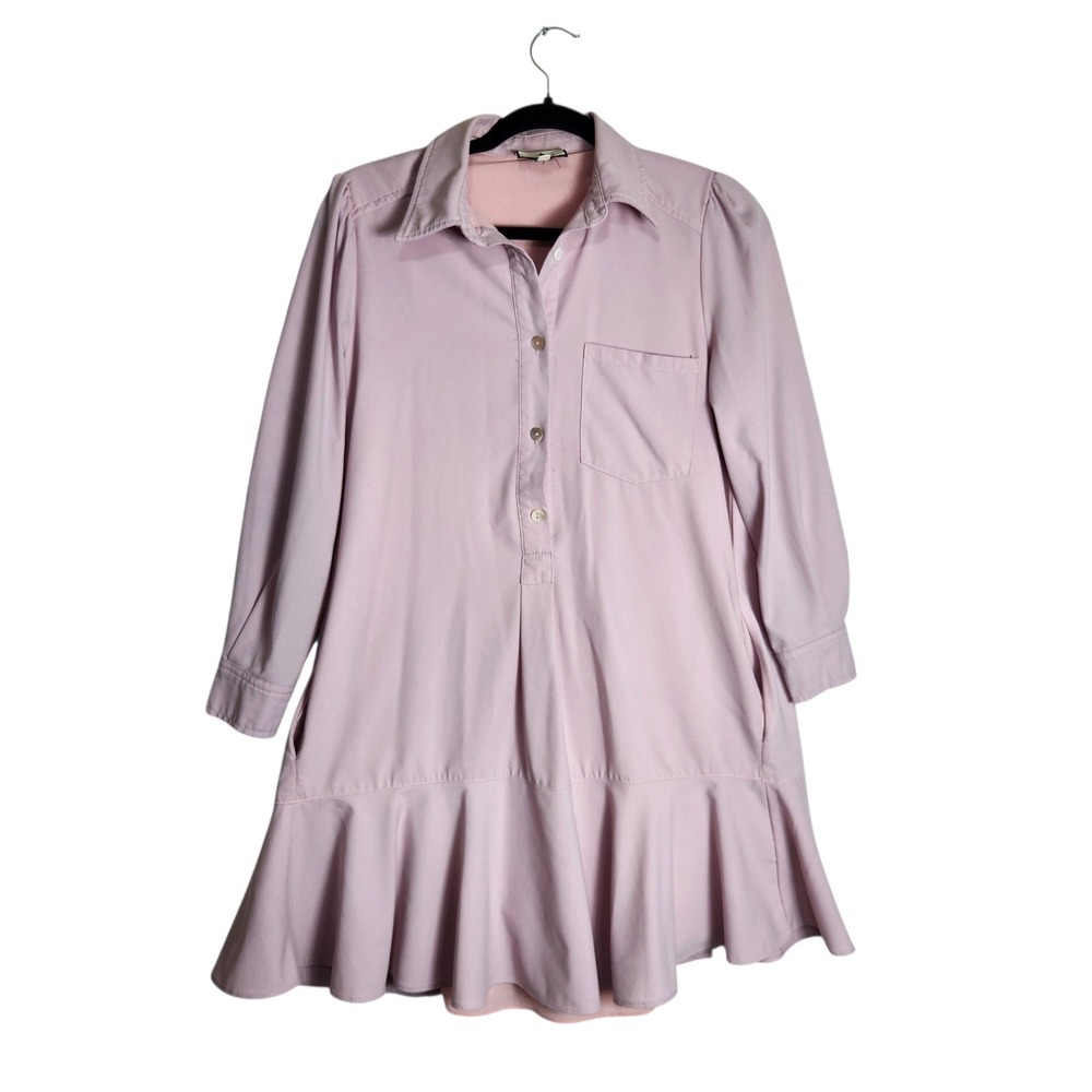 Tuckernuck Mauve Pink Ruffle Hem Shirt Dress Small